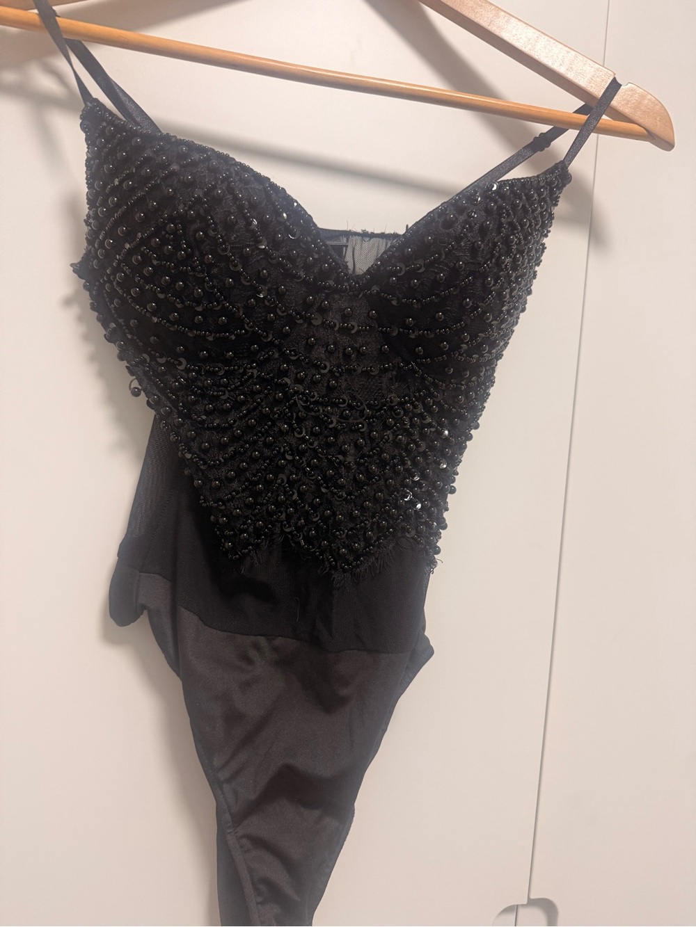 Windsor Black Beaded Sweetheart Bodysuit